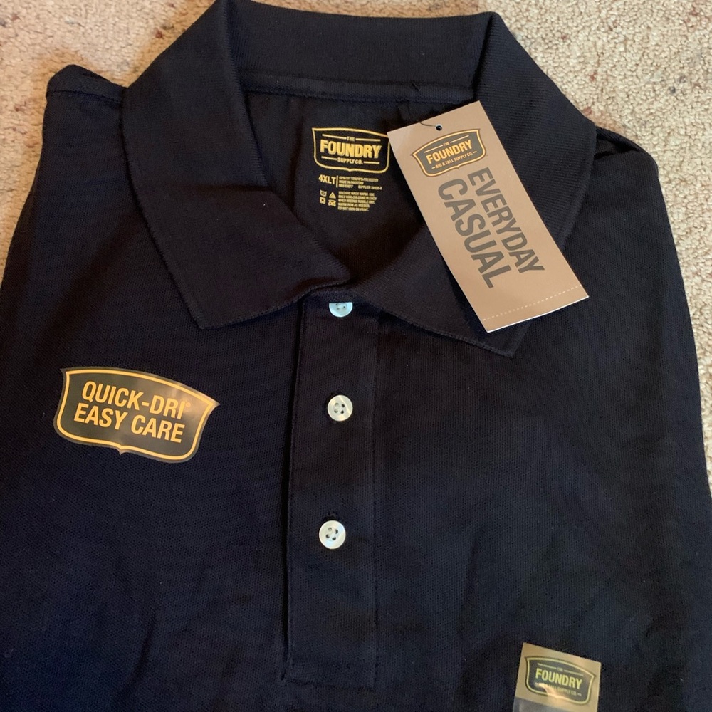 The Foundry Supply Co. Everyday Casual Black Button Up Short Sleeve Quick-dri